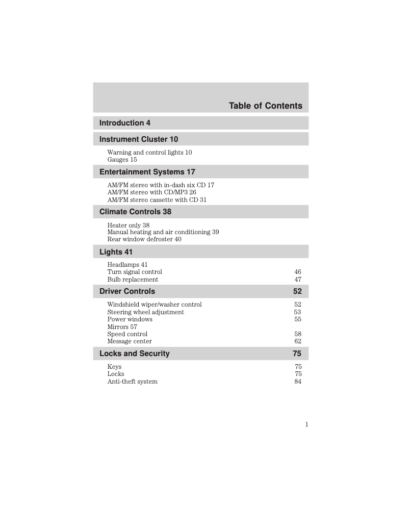Page n°1 - Informations de garantie Ford Escape (2006)