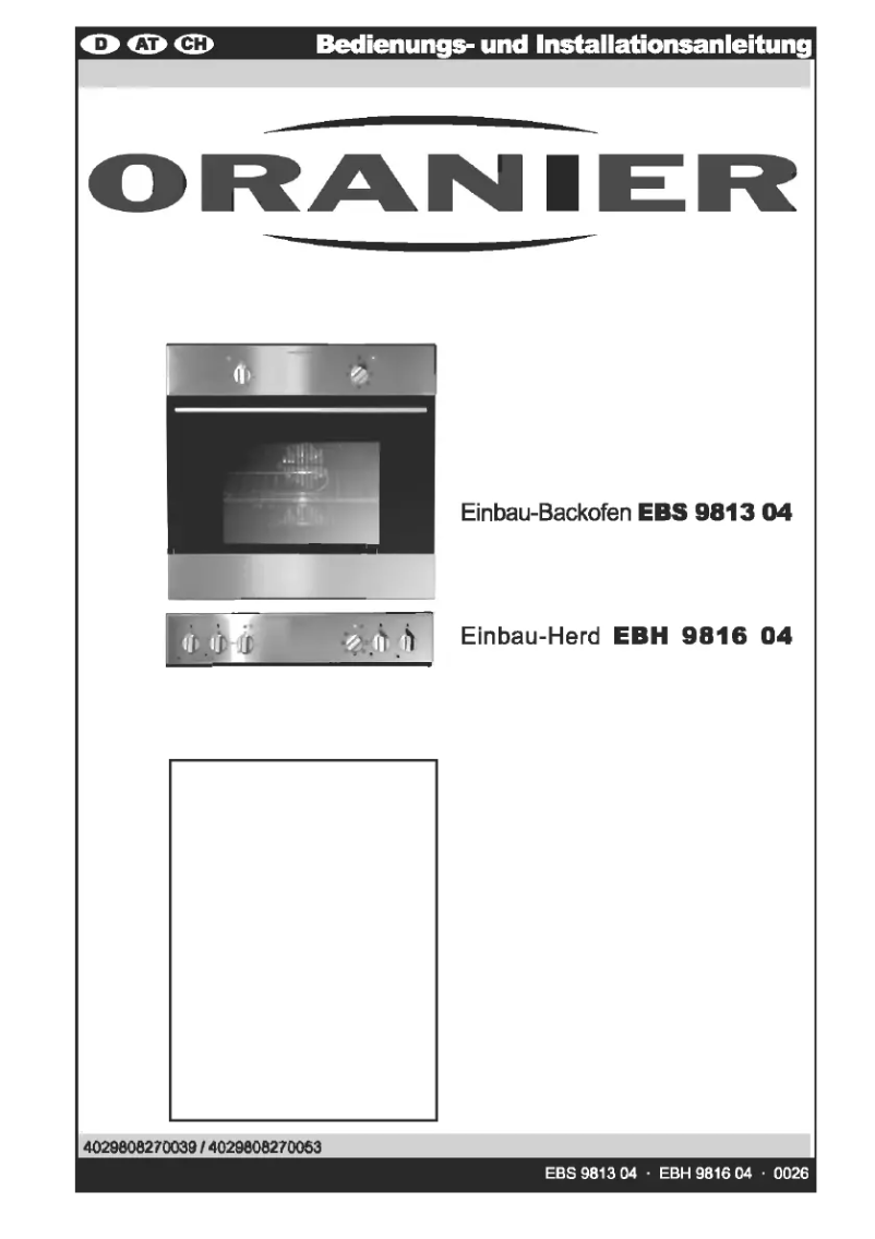 Page 1 de la notice Manuel utilisateur Oranier EBH 9816 04