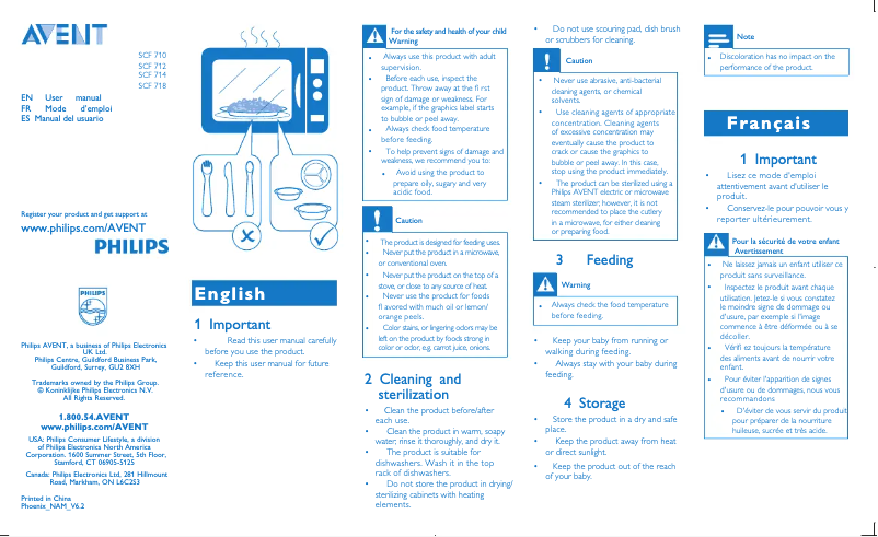 Page 1 de la notice Manuel utilisateur Philips AVENT SCF714