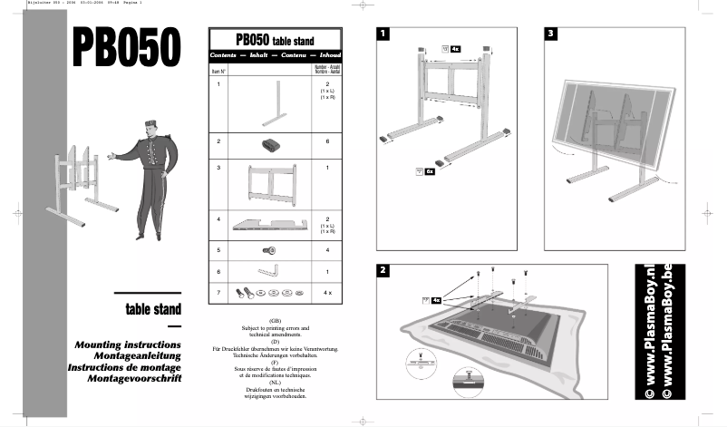 Page 1 de la notice Manuel utilisateur Vogel's PB 050