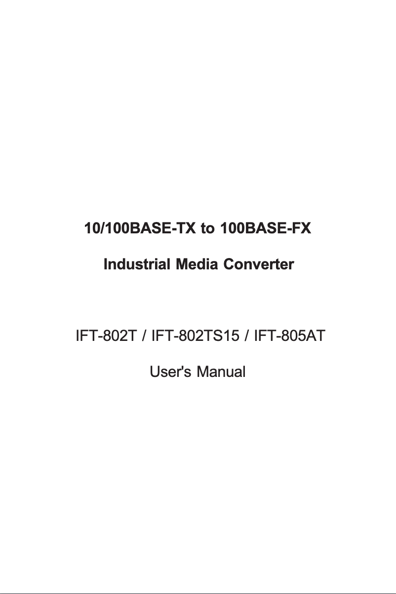 Page 1 de la notice Manuel utilisateur Planet IFT-805AT