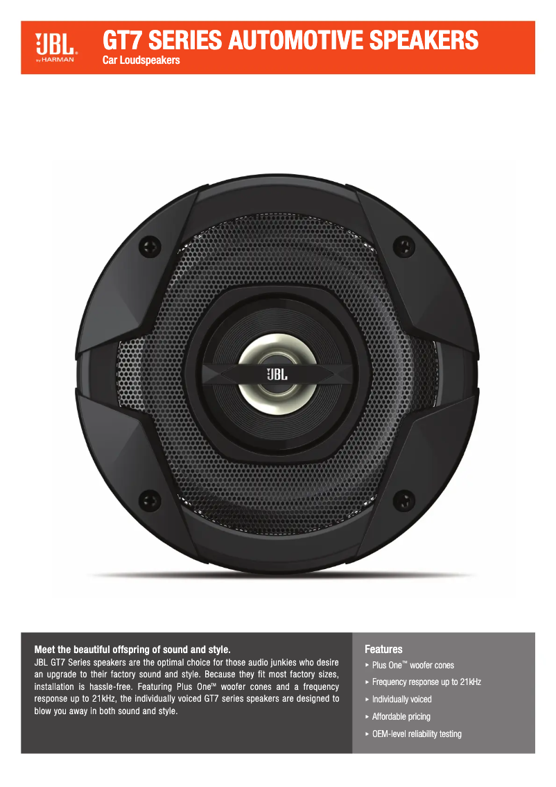 Página 1 del manual Ficha técnica JBL GT7-4