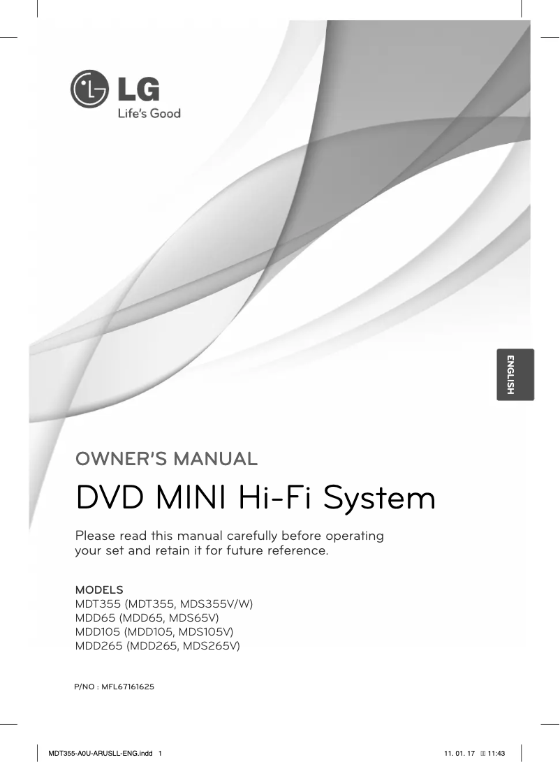 Page n°1 - Manuel utilisateur LG MDD105