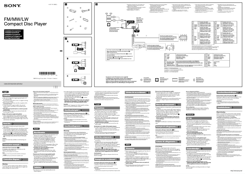 Page 1 de la notice Guide d'installation Sony CDX-GT574UI