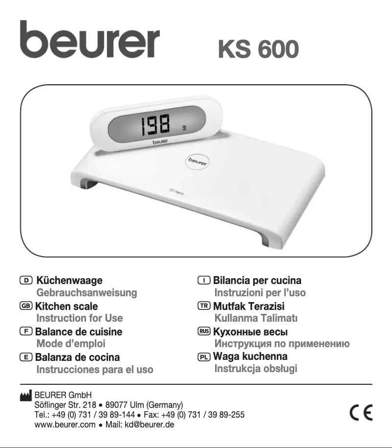 Page 1 de la notice Manuel utilisateur Beurer KS 600