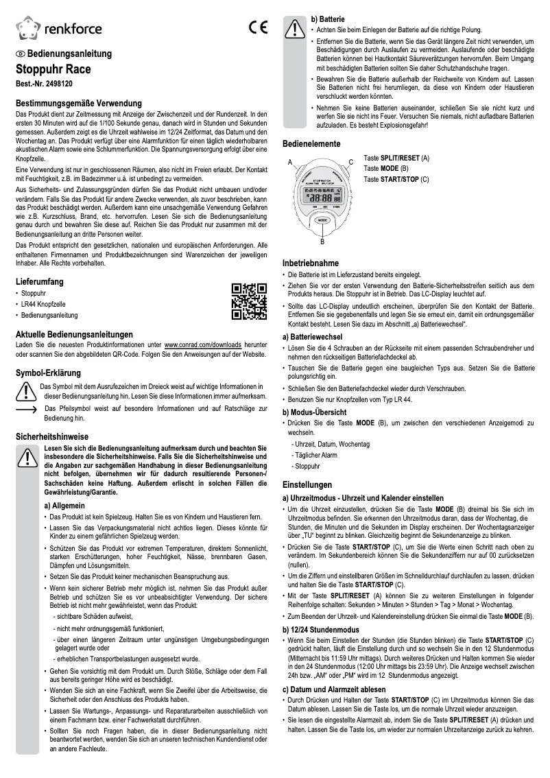Page n°1 - Manuel utilisateur Renkforce RF-SW-140