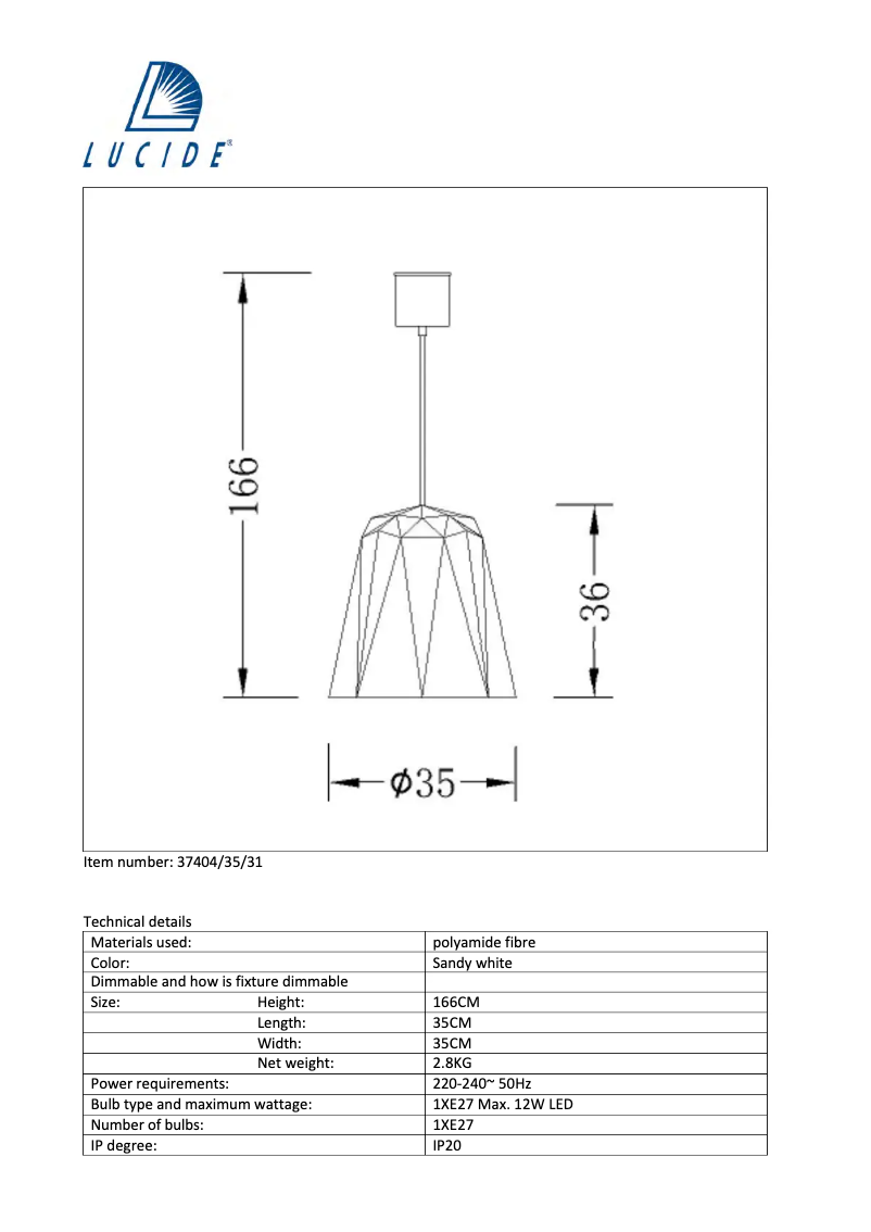 Página 1 del manual Manual de usuario Lucide Geometry 37404/35/31