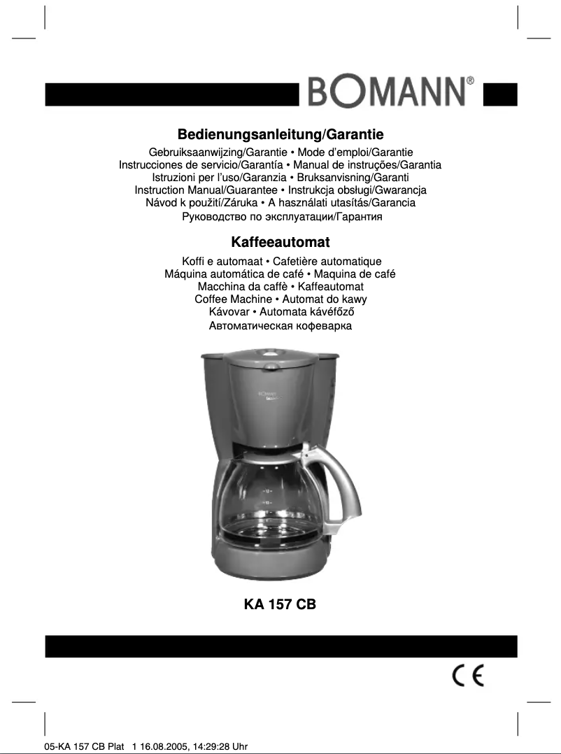 Page n°1 - Manuel utilisateur Bomann KA 157 CB