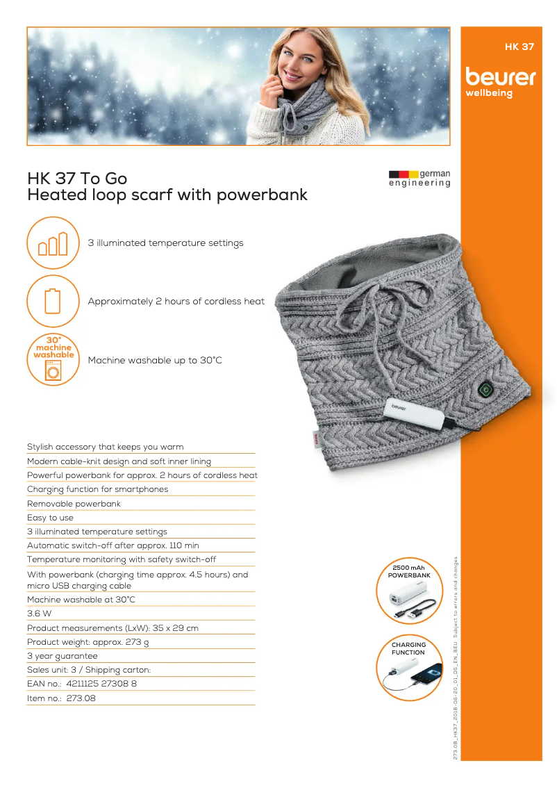 Page n°1 - Fiche technique Beurer HK 37 To Go