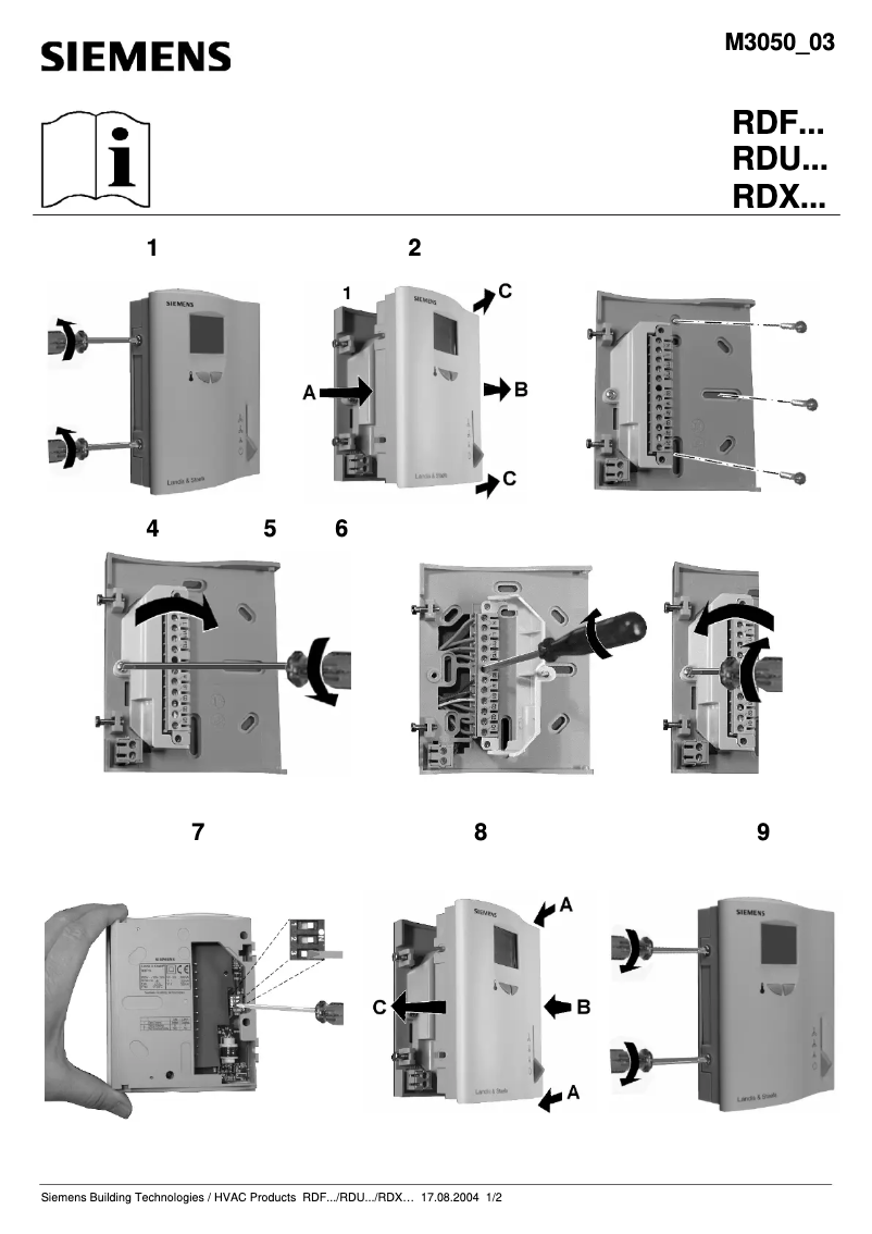 Page 1 de la notice Manuel utilisateur Siemens RDF301.50H