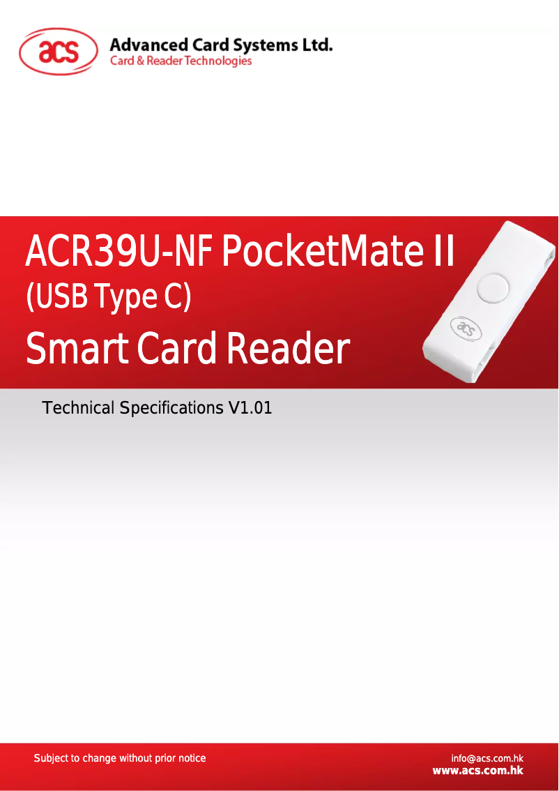 Image de la première page du manuel de l'appareil ACR39U-NF