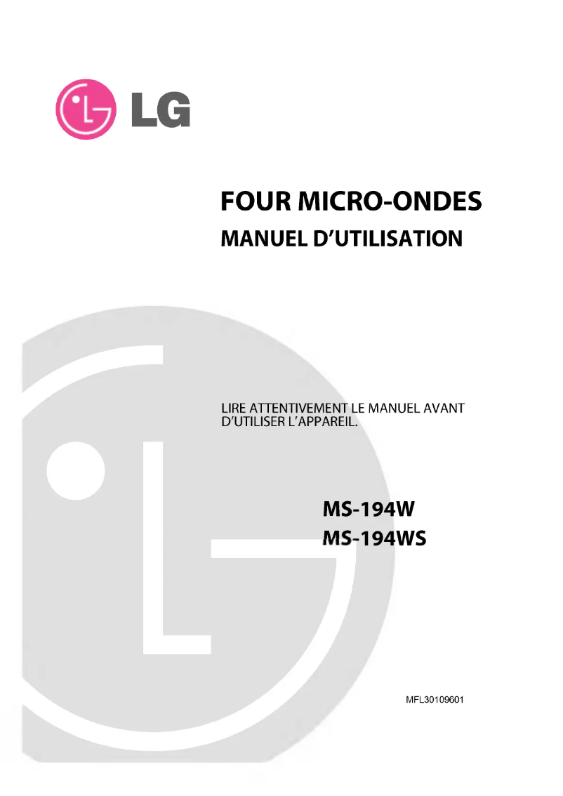 Page 1 de la notice Manuel utilisateur LG MS-194W