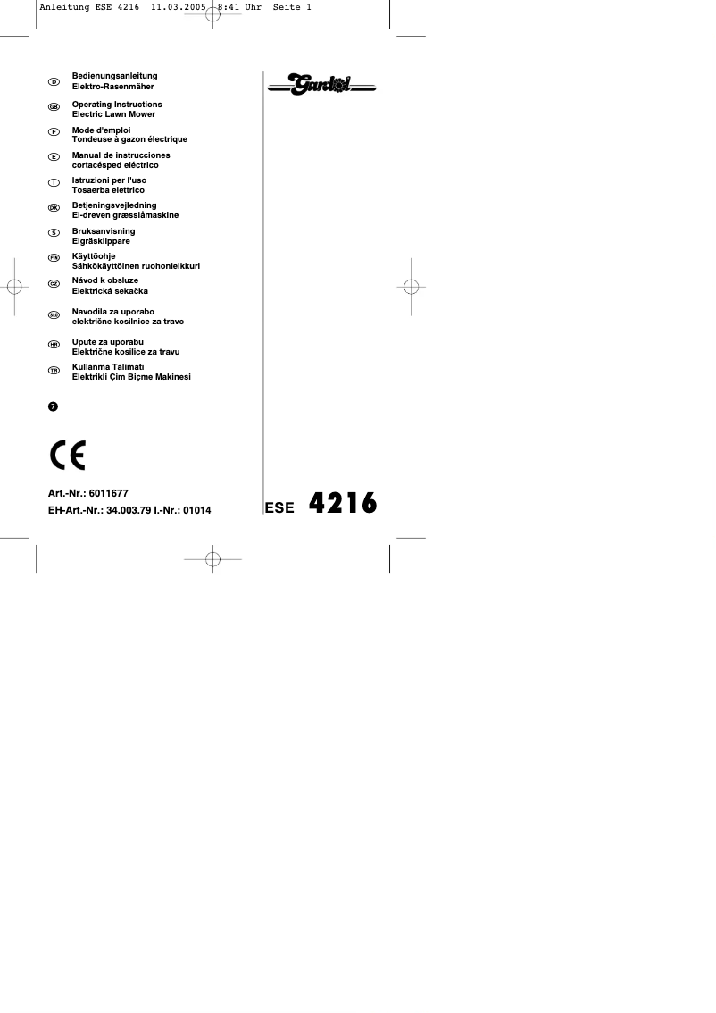 Page 1 of the manual User Manual Gardol ESE 4216