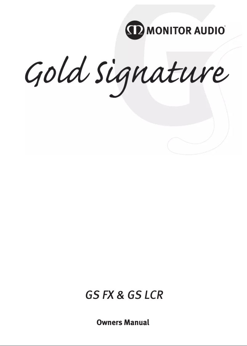 Page 1 of the manual User Manual Monitor Audio GSLCR