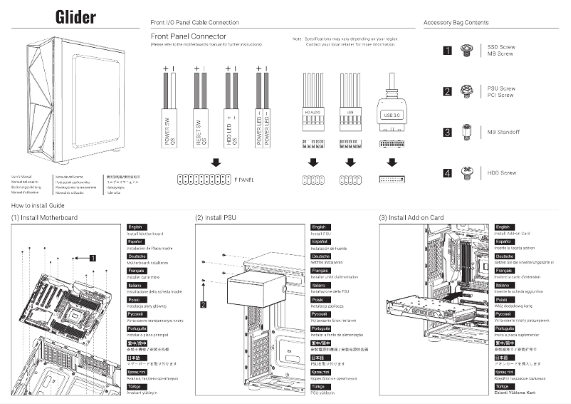 Image de la première page du manuel de l'appareil Glider