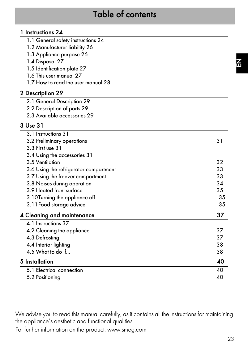 Page 1 de la notice Mode d'emploi Smeg FAB30RRD3
