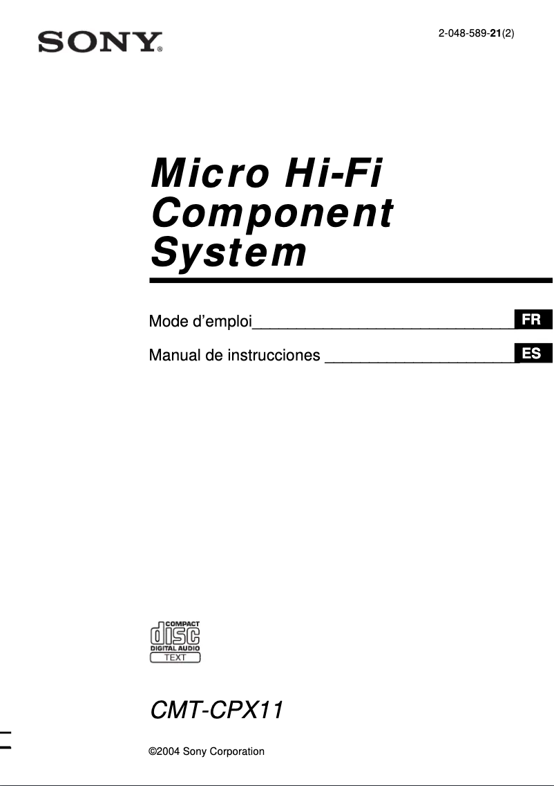 Page n°1 - Manuel utilisateur Sony CMT-CPX11