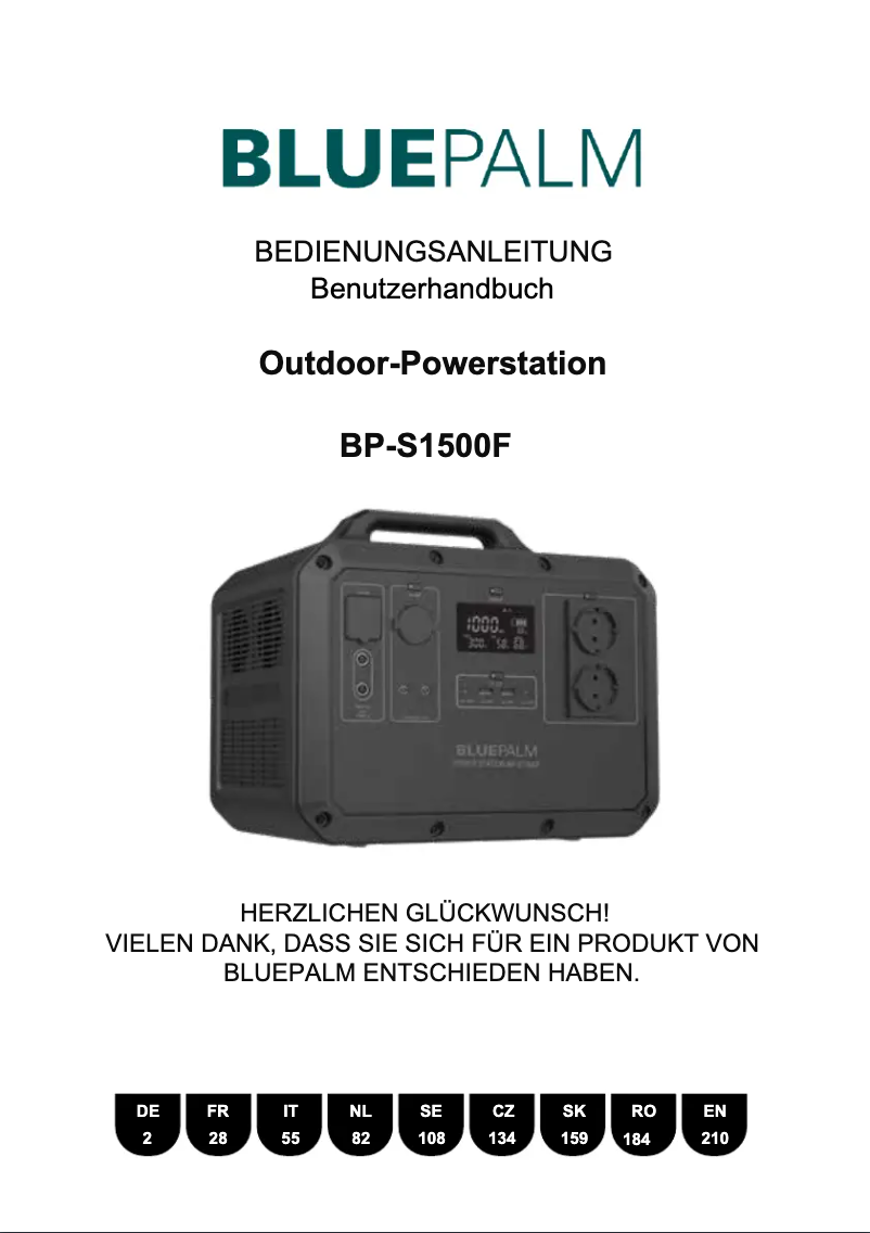 Image de la première page du manuel de l'appareil BP-S1500F