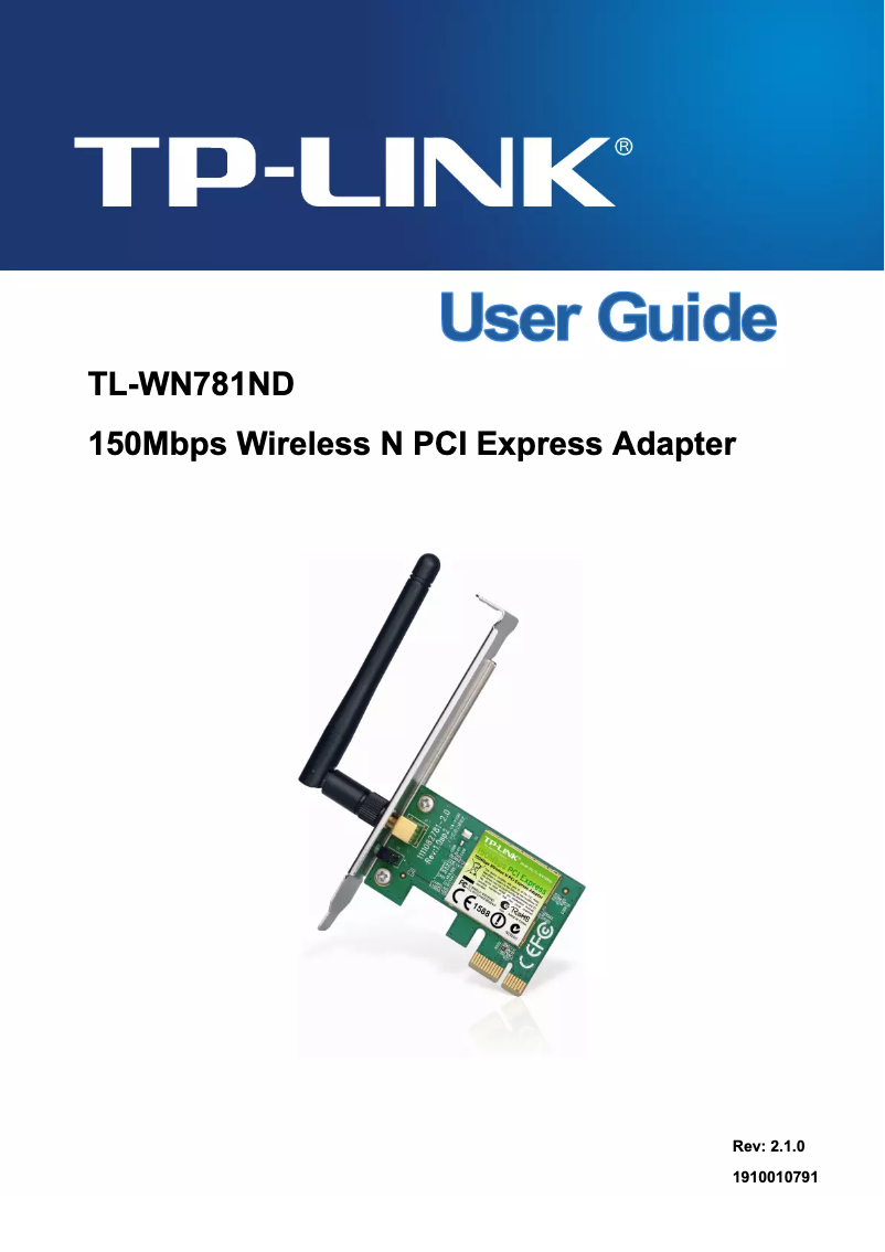 Page 1 de la notice Manuel utilisateur TP-Link TL-WN781N