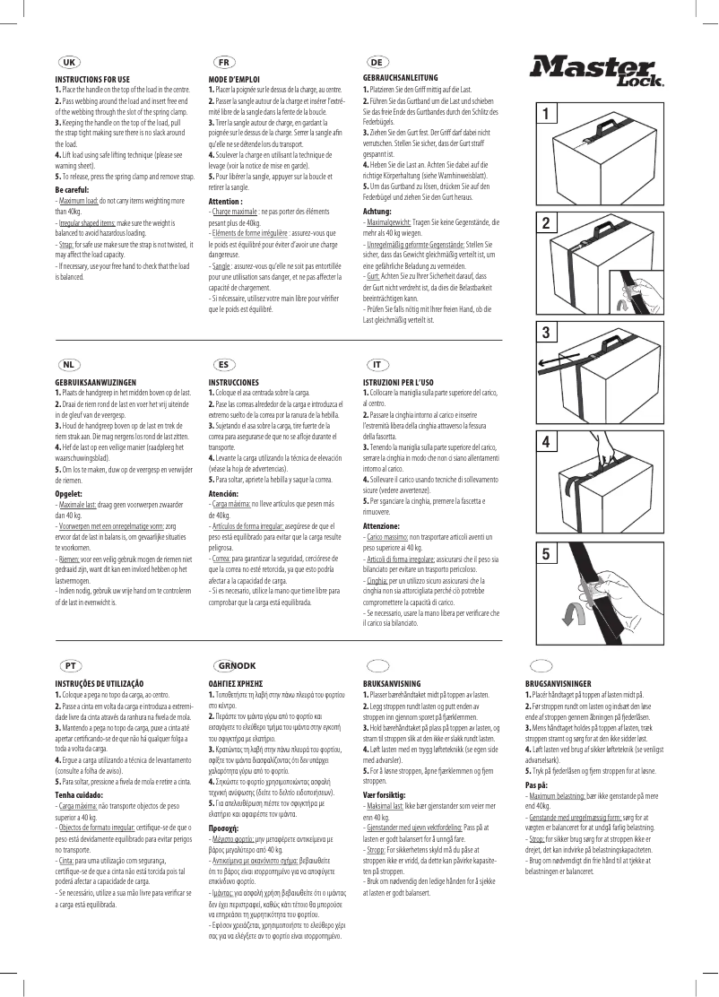 Page n°1 - Manuel utilisateur Master Lock 3123