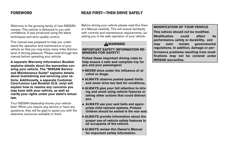 Página 1 del manual Manual de usuario Nissan Altima Sedan (2007)