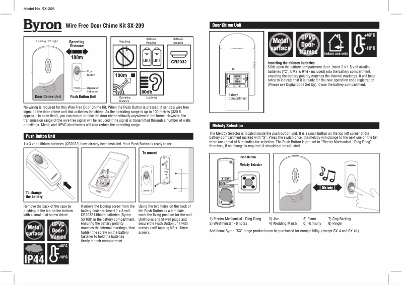 Page 1 de la notice Manuel utilisateur Byron SX-209