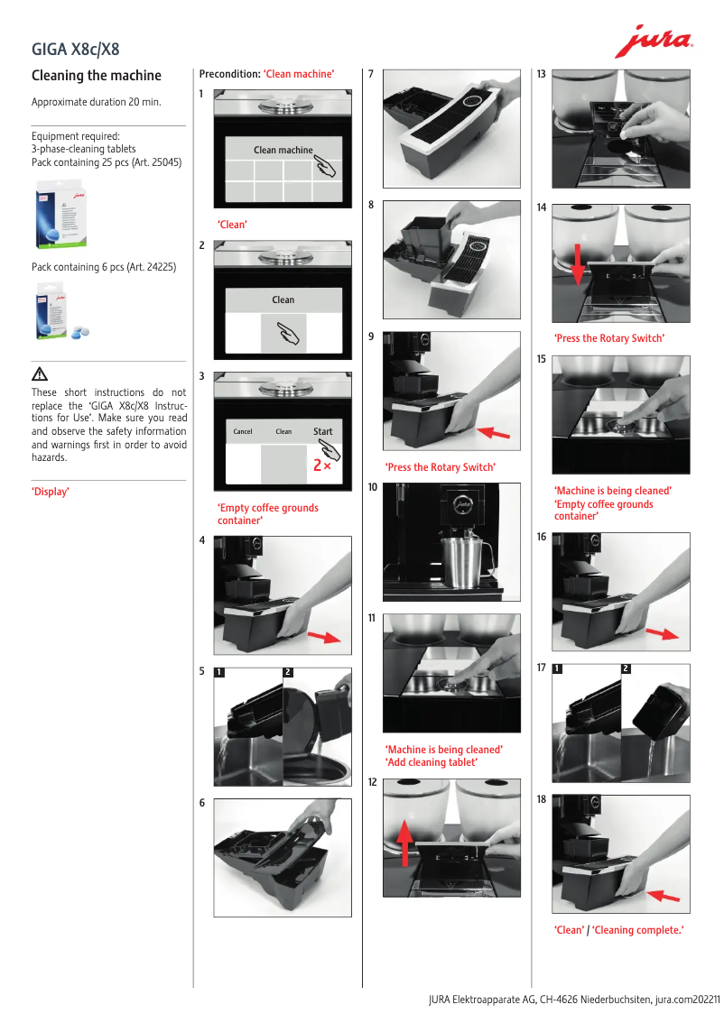 Page 1 de la notice Instructions / montage Jura Giga X8