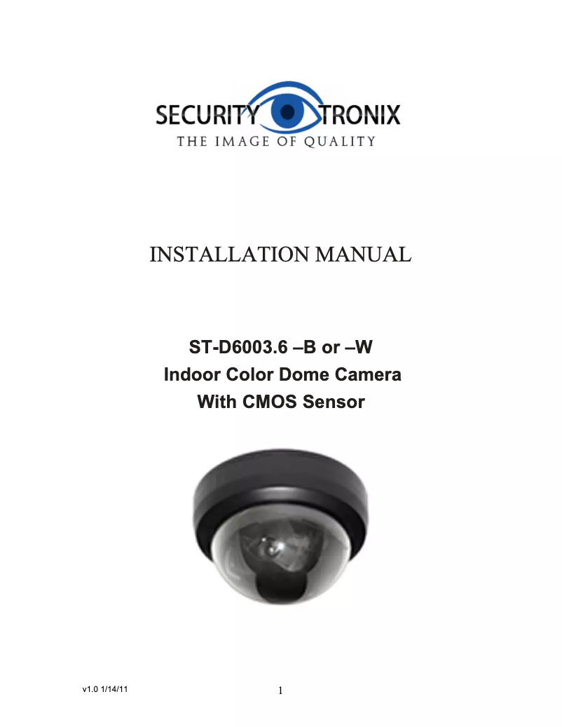 Page n°1 - Manuel utilisateur Security Tronix ST-D6003.6-B