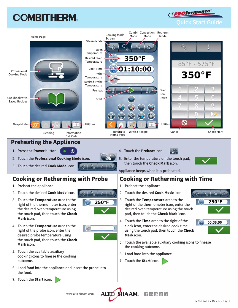 Page 1 de la notice Guide de démarrage rapide Alto-Shaam CTP7-20E