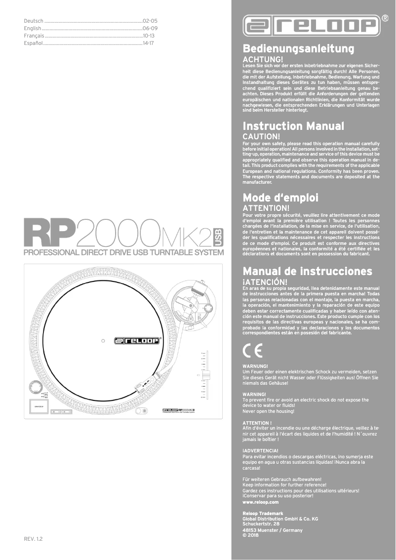 Page n°1 - Manuel utilisateur Reloop RP-2000 USB MK2