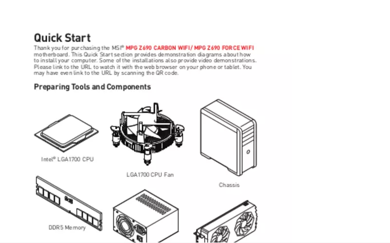 Image de la première page du manuel de l'appareil MPG Z690 Carbon Wifi