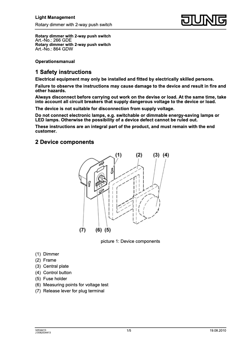 Image de la première page du manuel de l'appareil 864GDW