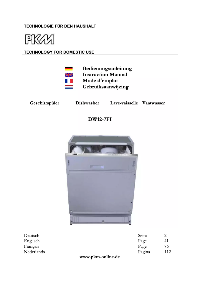 Image de la première page du manuel de l'appareil DW12-7FI A+