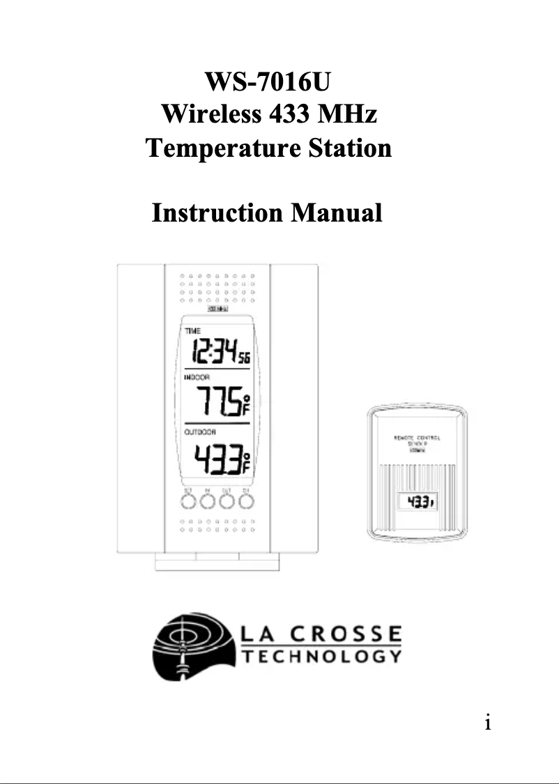 Image de la première page du manuel de l'appareil WS-7016U