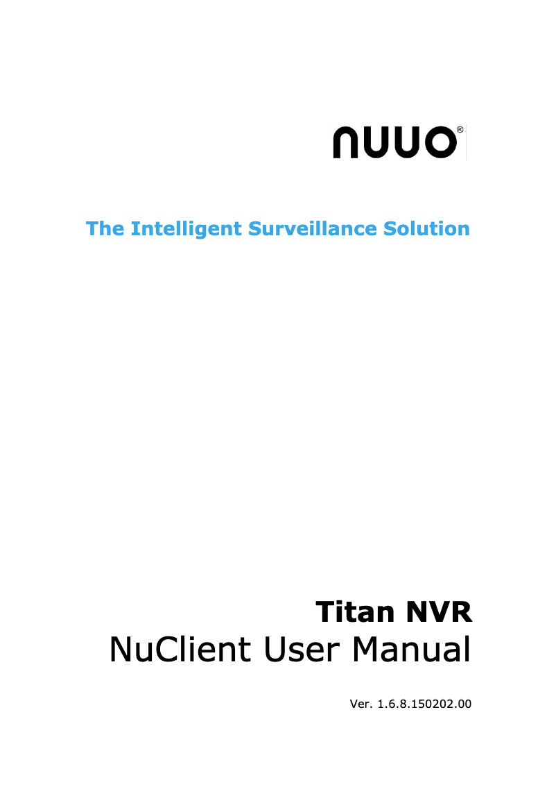 Page n°1 - Manuel utilisateur NUUO Crystal NT- 8040R