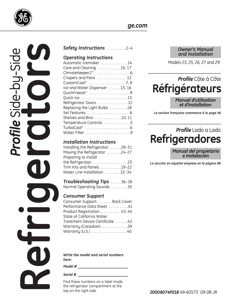 Image de la première page du manuel de l'appareil PSCS3TGXSS