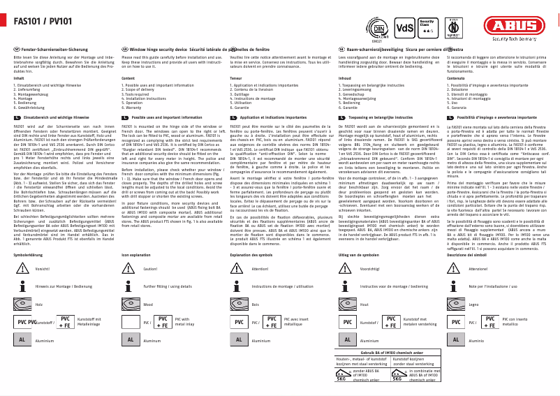 Image de la première page du manuel de l'appareil FAS101