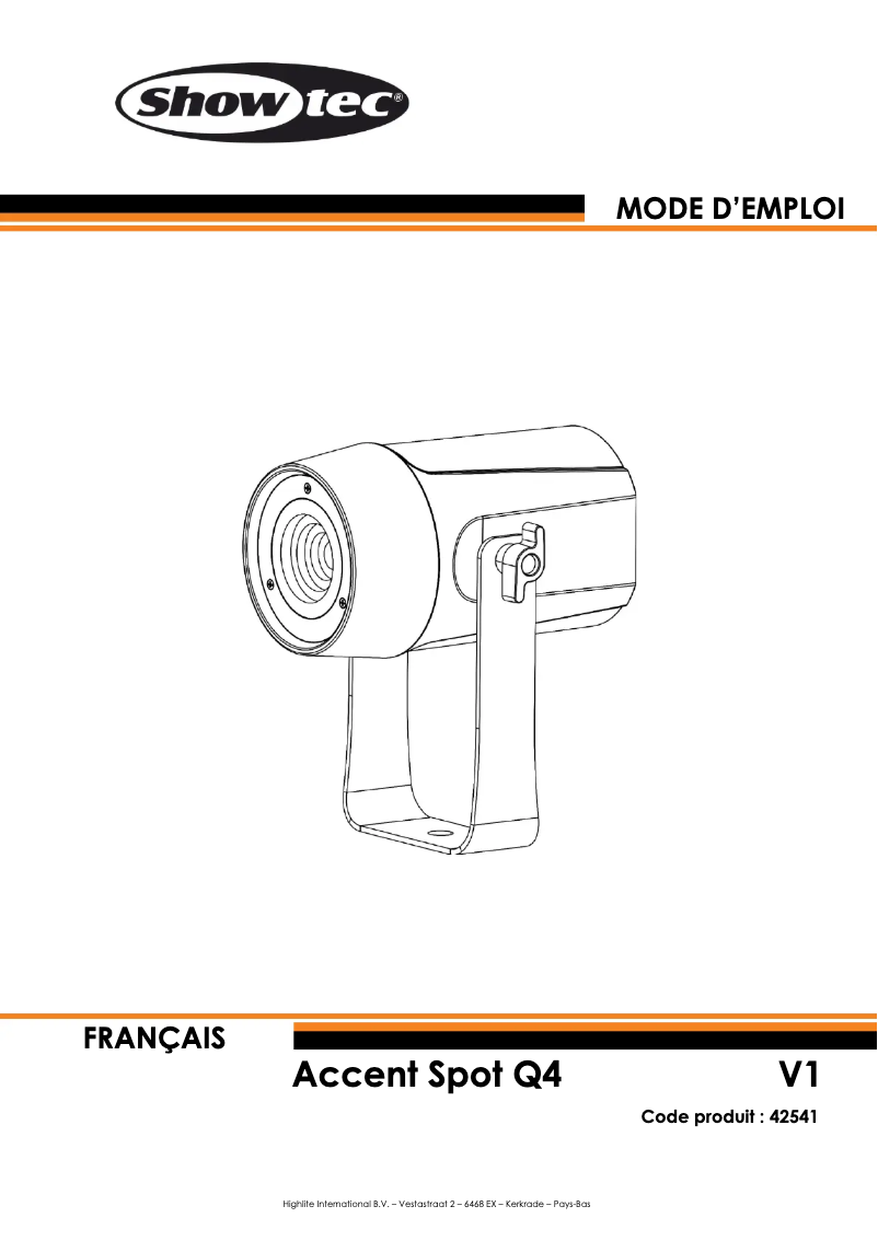 Page 1 de la notice Manuel utilisateur Showtec Accent Spot Q4