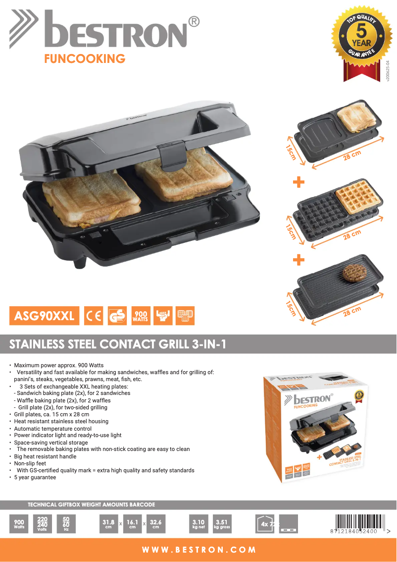 Image de la première page du manuel de l'appareil ASG90XXL