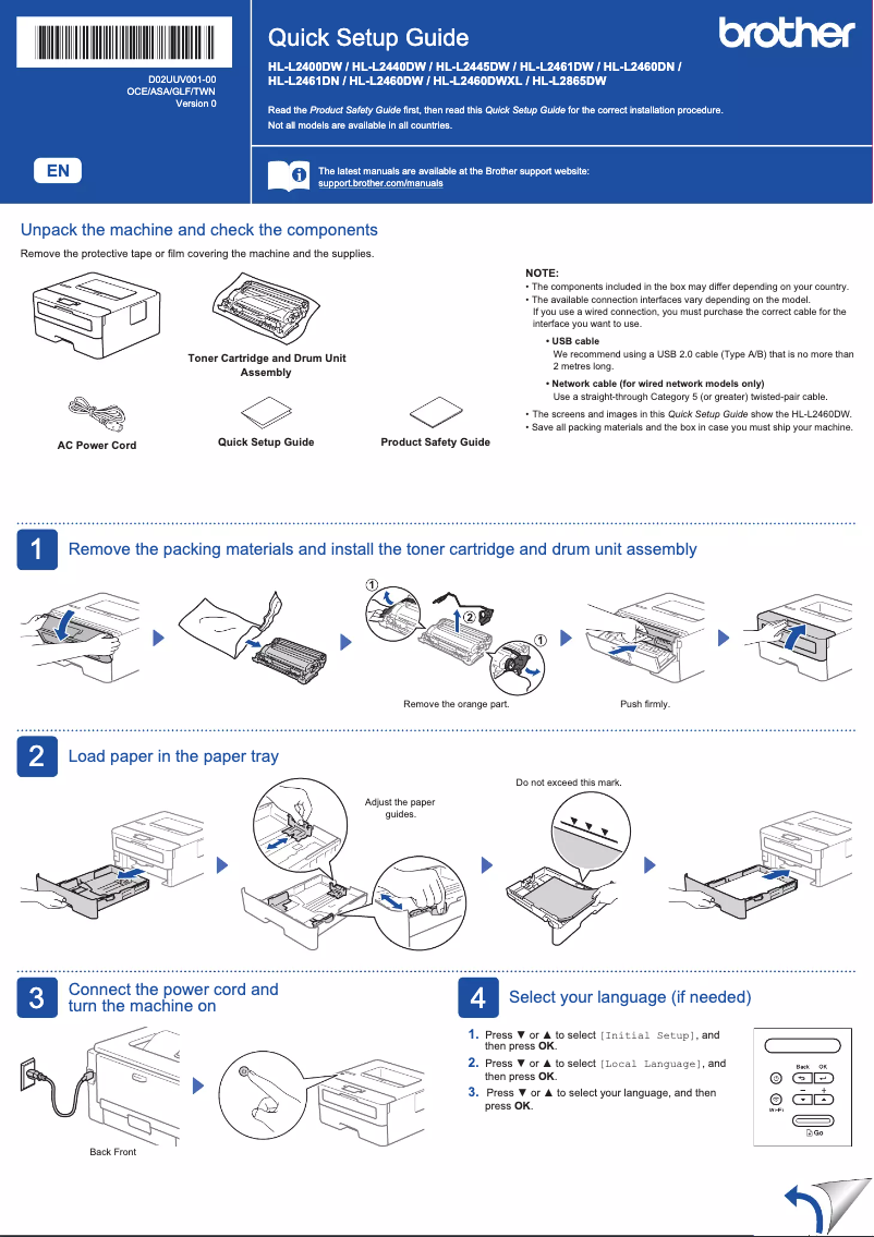 Page 1 de la notice Manuel utilisateur Brother HL-L2460DWXL