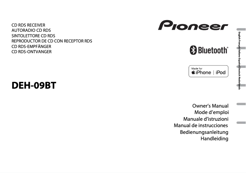 Page 1 de la notice Manuel utilisateur Pioneer DEH-09BT