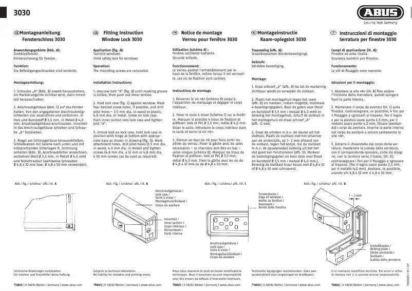 Page 1 de la notice Manuel utilisateur Abus 3030