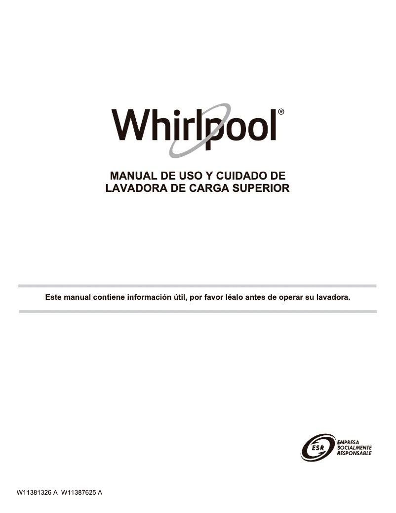 Page 1 de la notice Manuel utilisateur Whirlpool 8MWTW1934MJM