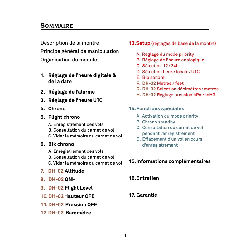 Page 1 de la notice Manuel utilisateur De Havilland Titane DH02