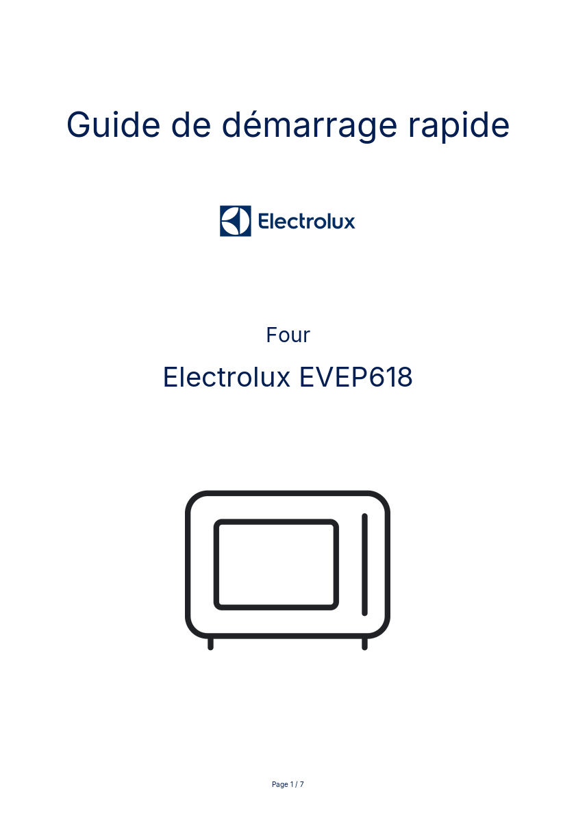 Page n°1 - Guide de démarrage rapide Electrolux EVEP618