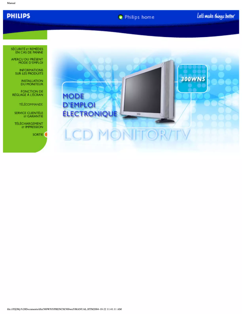 Page n°1 - Manuel utilisateur Philips 300WN5