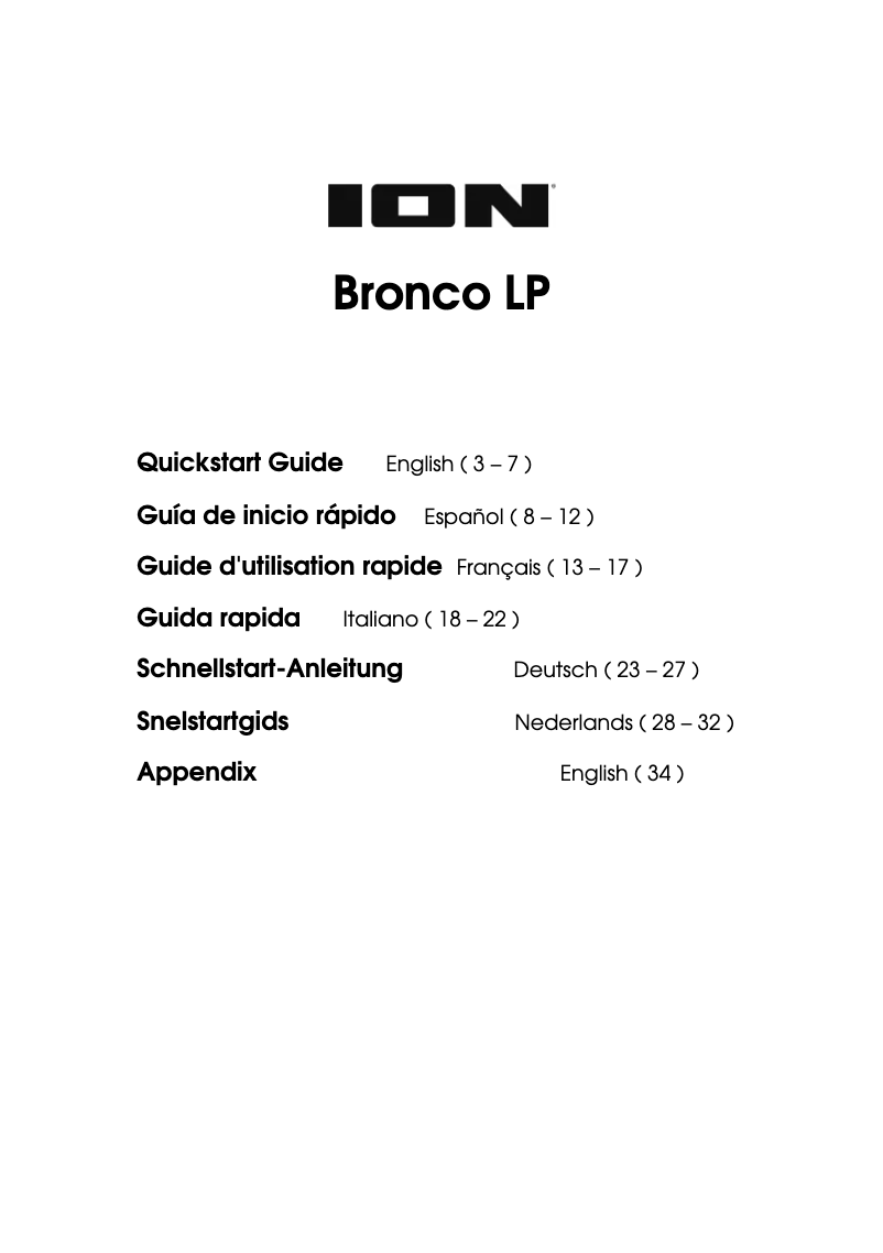 Page 1 de la notice Manuel utilisateur ION Bronco LP