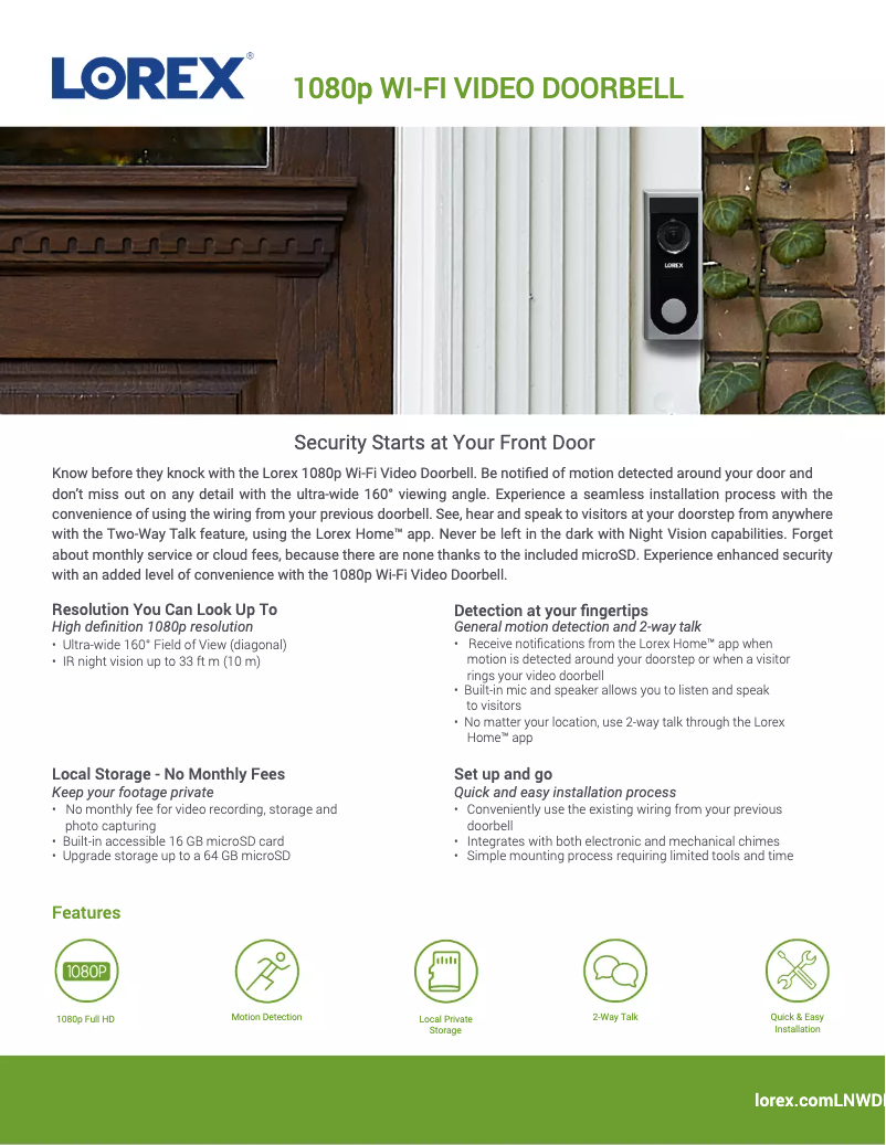 Page n°1 - Fiche technique Lorex LNWDB1