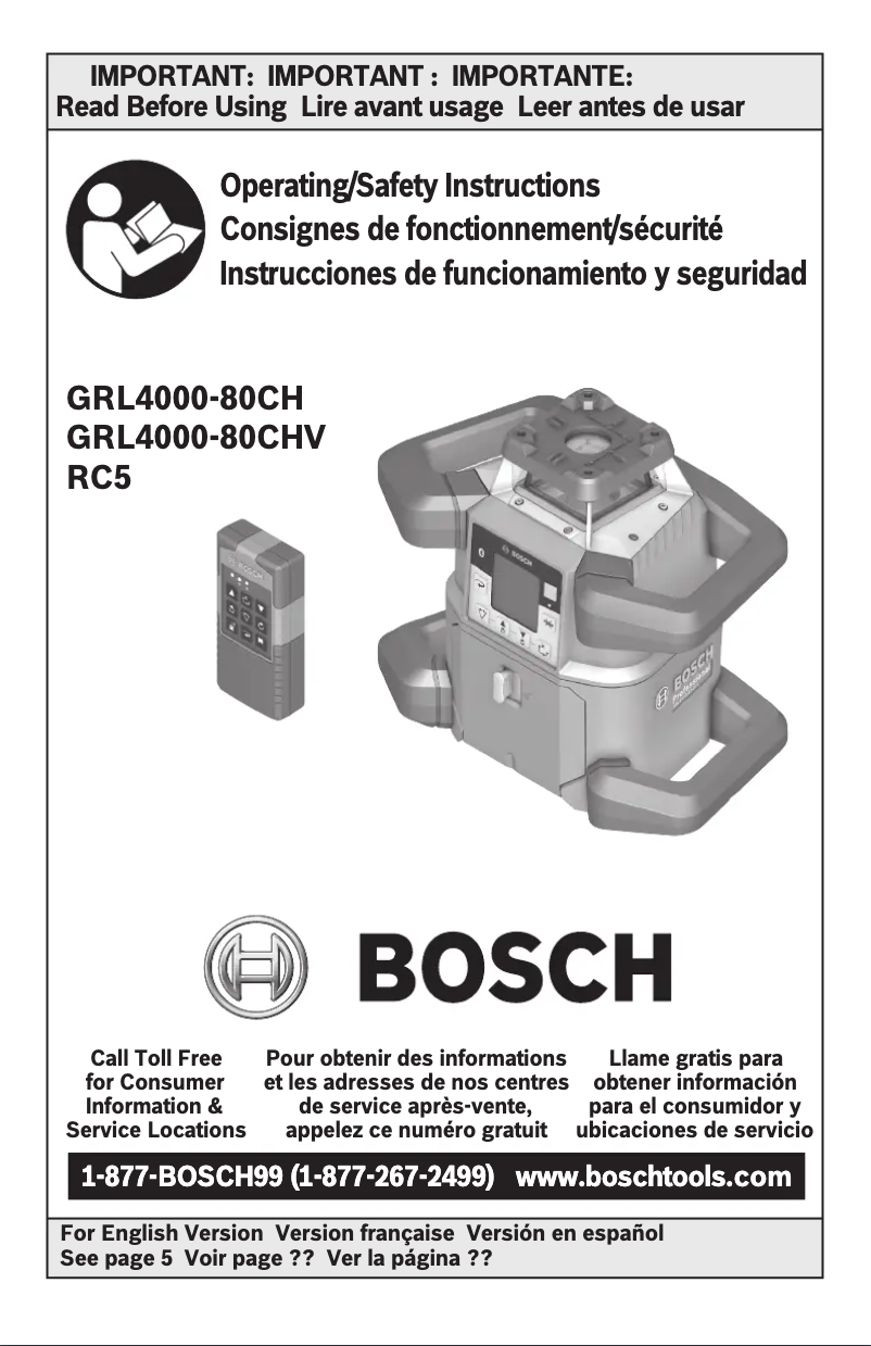 Page 1 de la notice Manuel utilisateur Bosch GRL4000-80CH