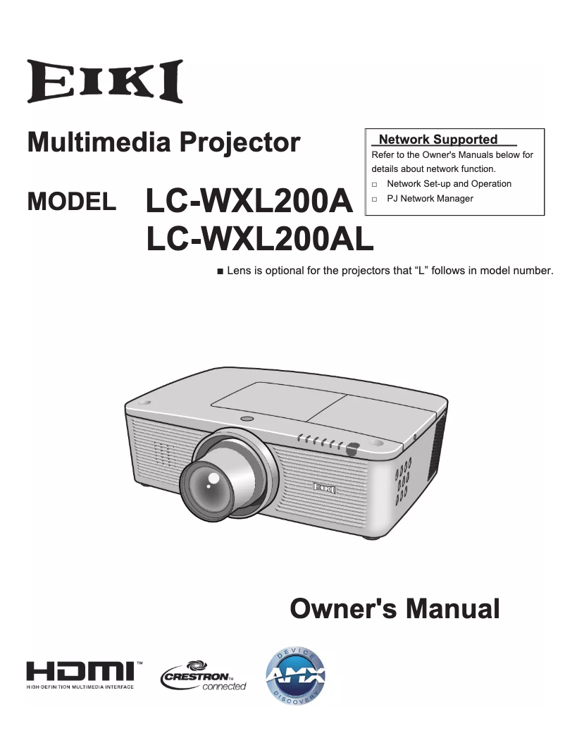 Page n°1 - Manuel utilisateur EIKI LC-WXL200A